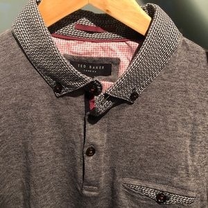 TED BAKER LONDON, POLO SHIRT, GREY (LARGE)